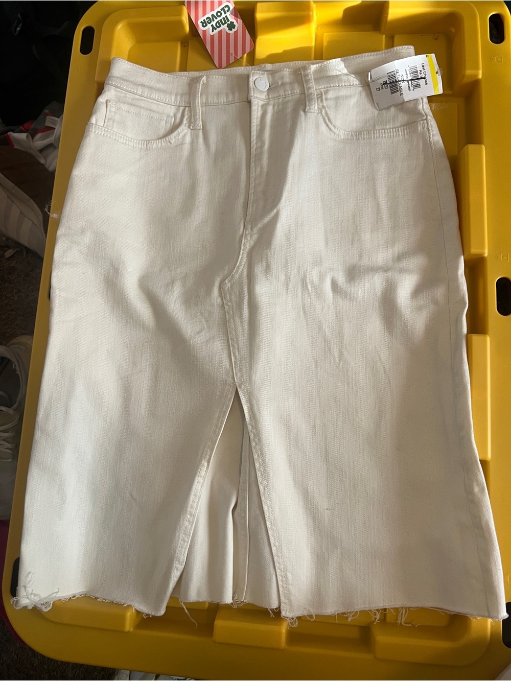 Joe's Jeans cream distressed hem Denim Pocket Detail Skirt